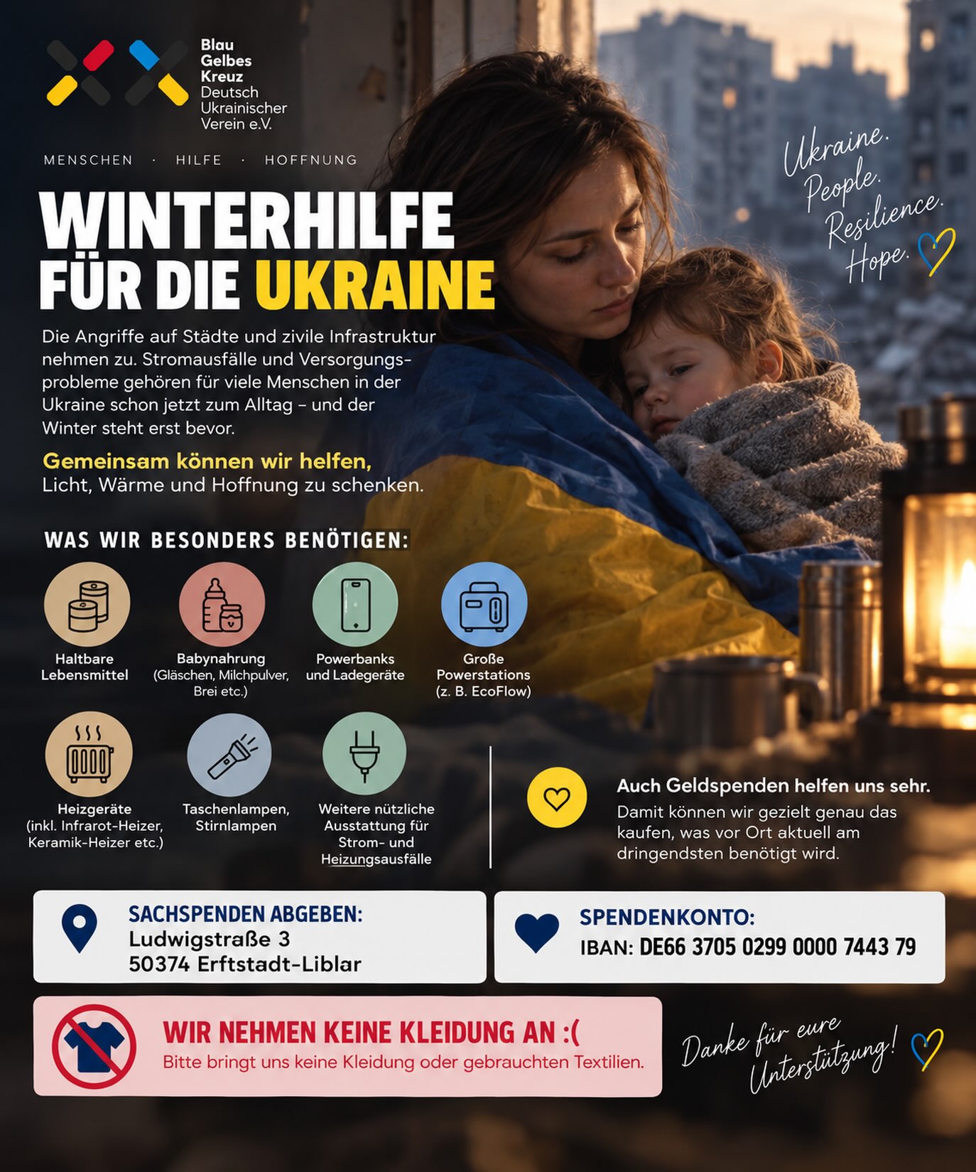 Збір зимової допомоги для України (Blau-Gelbes Kreuz)