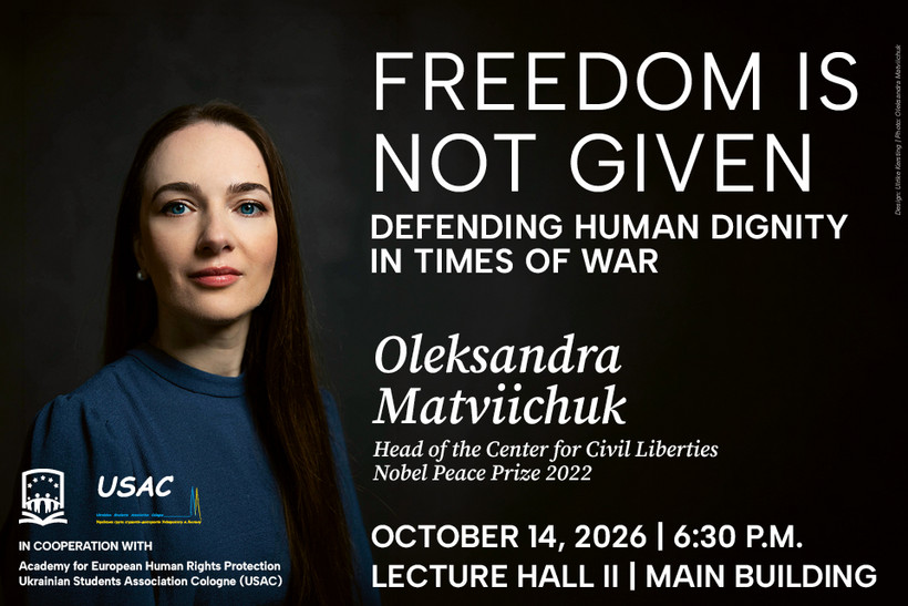 Лекція Олександри Матвійчук «Freedom Is Not Given – Defending Human Dignity in Times of War»